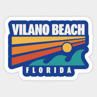 Vilano Beach Florida St. Augustine Retro Vintage Sunset Sticker